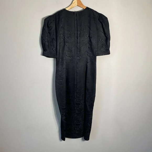 Adrianna Papell Women's Sz 6 Short Sleeve 100% Silk Patterned Sheath Dress Black - Picture 11 of 16